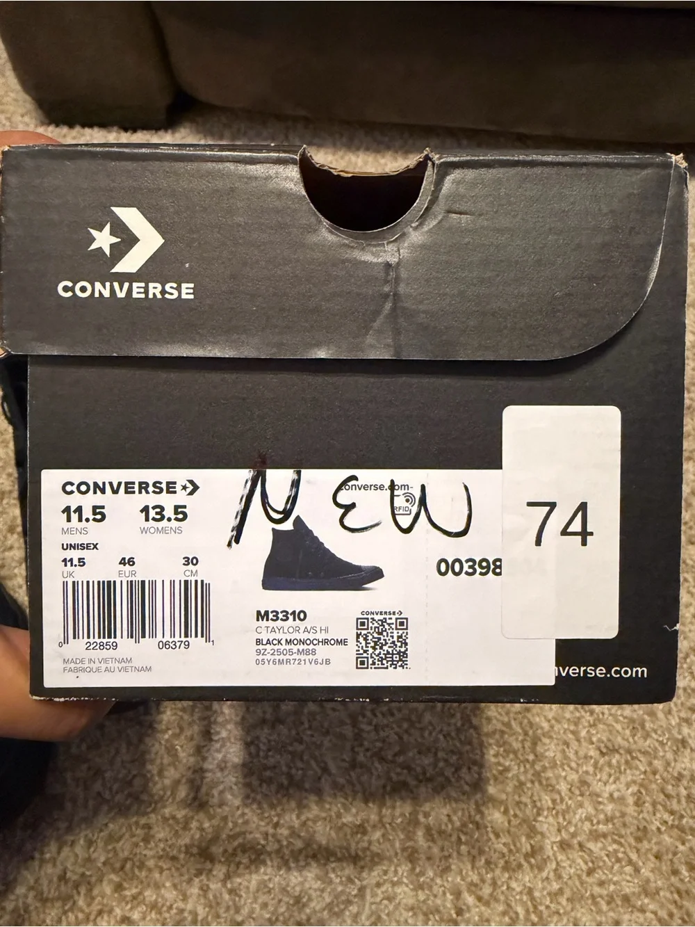 Converse Unisex Black Monochrome Men's 11.5 Women's 13.5 - Picture 10 of 10